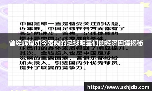 曾经辉煌如今落魄的足球明星们的经济困境揭秘